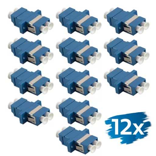 Logilink Száloptikai adapter LC Duplex, 12 darabos, peremes, kék (OS2) (FA02LC7)