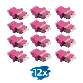   Logilink Száloptikai adapter LC Duplex, 12 darabos, peremes, lila (OM4) (FA02LC8)
