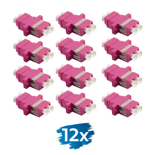 Logilink Száloptikai adapter LC Duplex, 12 darabos, peremes, lila (OM4) (FA02LC8)