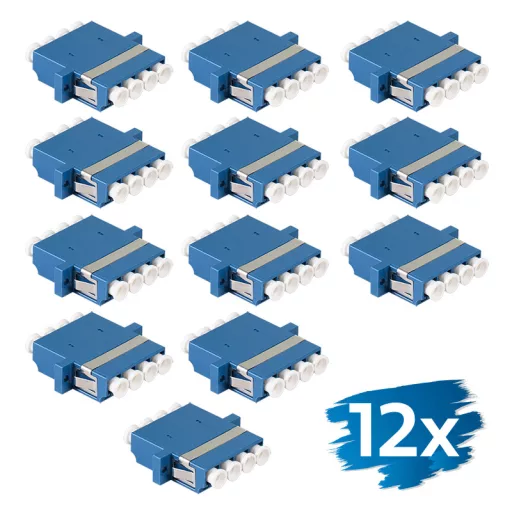 Logilink Száloptikai adapter LC Quad, 12 darabos, peremes, kék (OS2) (FA04LC8)