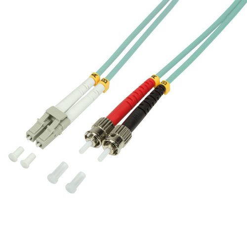Logilink Fiber duplex patch kábel, OM3, 50/125 , LC-ST, aqua, 1 m (FP3LT01)