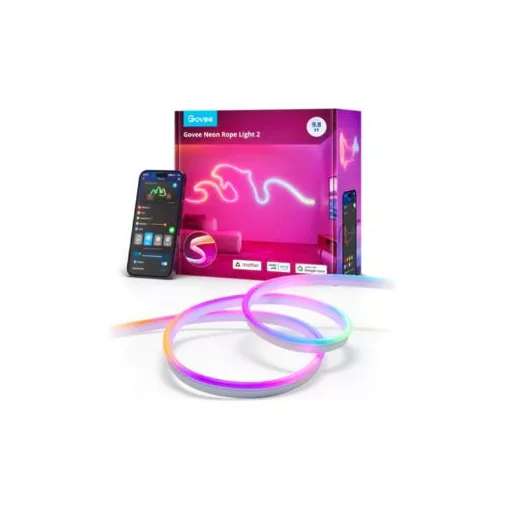 Govee 3 méter Neon előre telepített szalagfény Hang + Wifi + Bluetooth vezérlésel  (Matter, Homekit, Google, Alexa, Smarthings) (GOVH61D3)