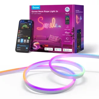  Govee Neon szalagfény 2 szilikon védőburkolattal  (4 m) Fehér Hang + Wifi + Bluetooth vezérlésel  (GOVH61D4C01)