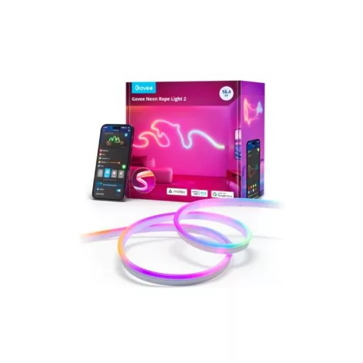 Govee 5 méter Neon szalagfény szilikon védőburkolattal   (Matter, Homekit, Google, Alexa, Smarthings) Wifi + Bluetooth csatlakozással (GOVH61D5)