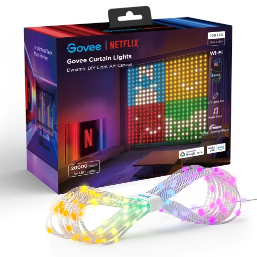 Govee LED függöny világítás 1,5x1,5m, Beltéri Wifi + Bluetooth csatlakozással (Netflix Edition) (GOVH70BC)