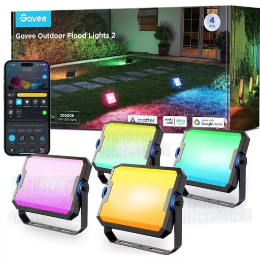 Govee kültéri FLood Lights RGBICWW 4 db-os APP + Wifi + Bluetooth vezérléssel (GOVH8057)