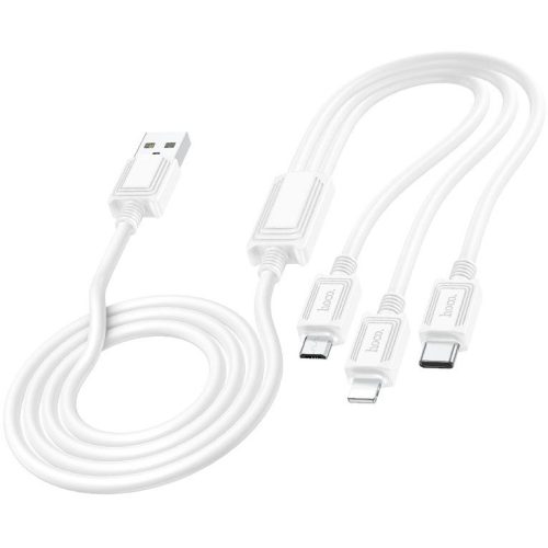 Hoco X74 3in1 gyorstöltő kábel (Type-C, Micro, Lightning), 100W, 1m, fehér