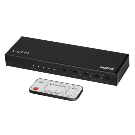 Logilink HDMI kapcsoló, 4x1 port, 4K/60 Hz, HDCP, HDR, ARC, hangkivonat, RC (HD0046)