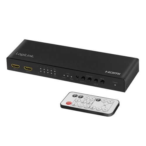 Logilink HDMI mátrix kapcsoló 4x2 portos, 4K/60 Hz, HDR, ARC, RC