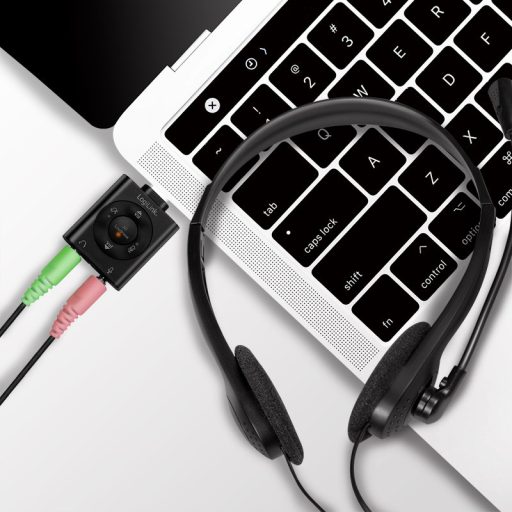 Logilink Sztereó fejhallgató, 2x 3,5 mm-es fejhallgató-csatlakozó, mikrofon (HS0052)