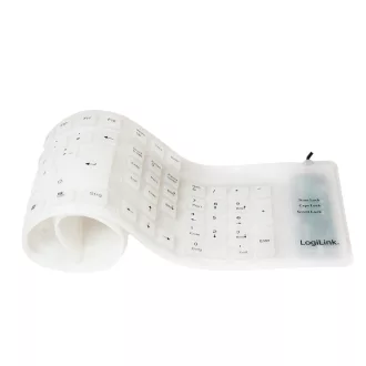   Logilink Billentyűzet rugalmas vízálló USB + PS/2, fehér (ID0018A)