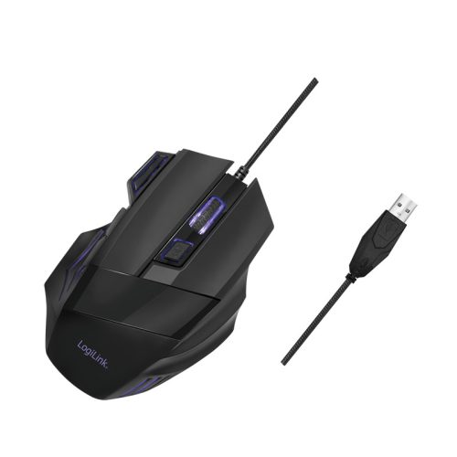 Logilink Ergonomikus USB gamer egér, 2400 dpi, fekete (ID0202)