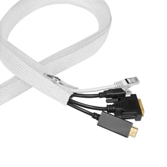  Logilink Kábelhüvely cipzárral, Poliészter, O 30 mm, fehér, 5 m (KAB0090)