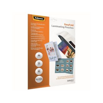   Lamináló fólia, A4, 80 mikron, fényes, 25 db/doboz, Admire Easyfold Fellowes (LAM730858)