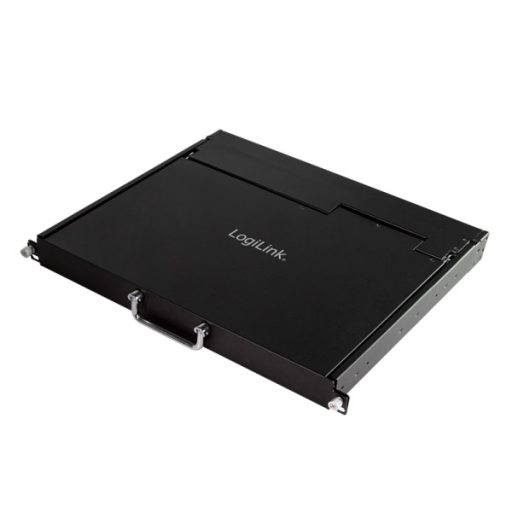 Logilink LCD-KVM-konzol 8 portos KVM kapcsoló, VGA, USB-A, PS/2, alacsony beépítési mélység, QWERTY (LC0005US)
