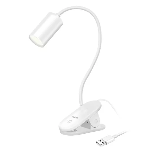 Logilink LED csíptetős lámpa, 4000 K, 200 lm, 360 -ban forgatható nyak, 3 fényerőszint, érintésvezérlés, fehér (LED024)