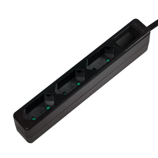 Logilink Aljzat 3-as, 3x CEE 7/16, vékony, 1,5 m, fekete (LPS229B)