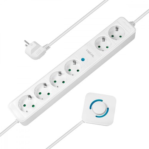 Logilink Aljzat 6-os, ebből 4 lábkapcsolóval, 6x CEE 7/3, 1,5 m, fehér (LPS271)