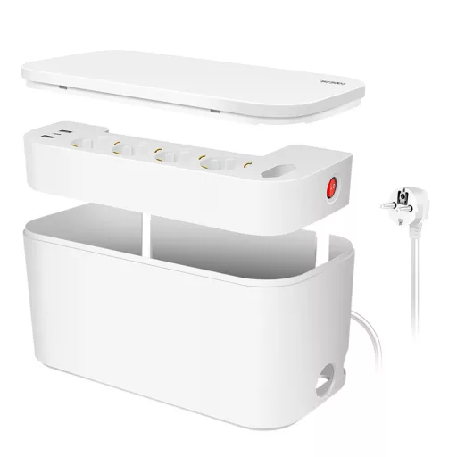 Logilink Kábeldoboz 5 utas aljzatcsíkkal, 3x USB, 285 x 145 x 13 mm, fehér (LPS281U)