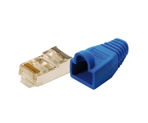 Logilink CAT-5 Moduláris csatlakozó, árnyékolt, törésgátlóval 100db, kék (MP0014)