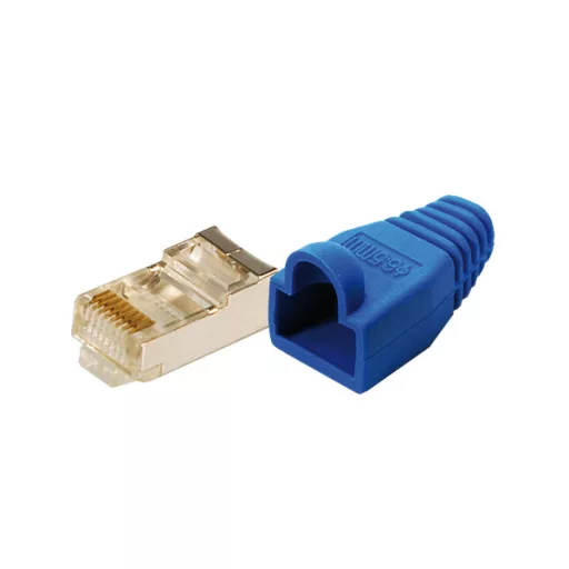 Logilink CAT-5 Moduláris csatlakozó, árnyékolt, törésgátlóval 100db, kék (MP0014)