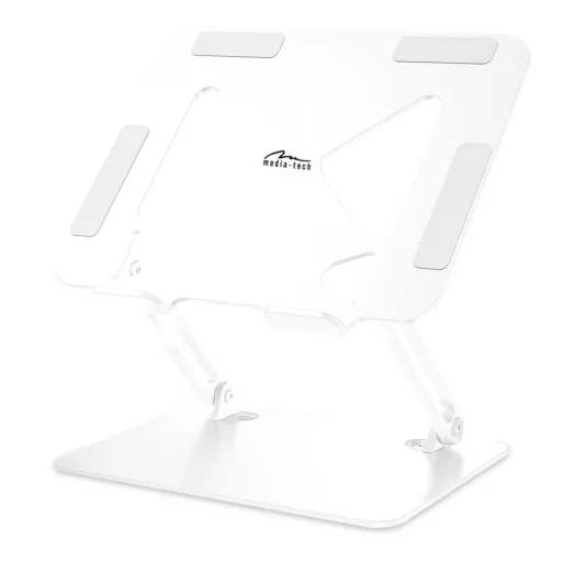 Media-Tech Állítható, ergonomikus laptopállvány 10-17 hüvelykes laptopokhoz, fehér (MT2661W)