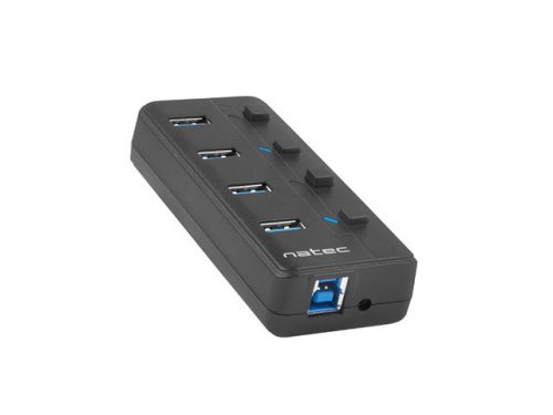 Natec Mantis HUB USB 3.0 4-port ki/be kapcsolóval AC adapterrel
