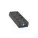 Natec Mantis HUB USB 3.0 4-port ki/be kapcsolóval AC adapterrel