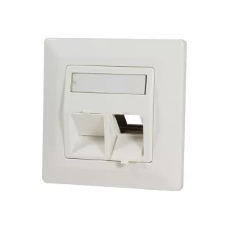  Logilink Előlap 2 Keystone jack csatlakozóhoz, 45 -os kimenet, fehér (NK4021)