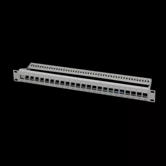   Logilink 19" Patch panel 24 keystone csatlakozóhoz, hátsó kábelkezelővel (NK4057)
