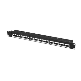   Logilink 19" patch panel 24 Keystone jack csatlakozóhoz, 1U, terheletlen, fekete (NK4065)