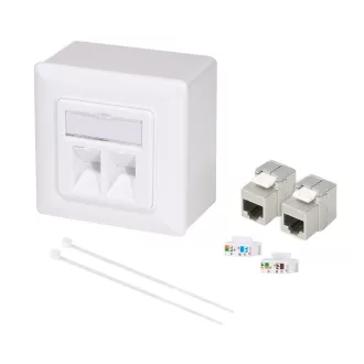   Logilink Moduláris előlap 2 Cat.6A modullal és hátlappal, fehér (NK4068)