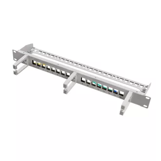   Logilink 19" Keystone Panel 16 portos, árnyékolt, 3 kábelkezelő gyűrűvel (NK4076)