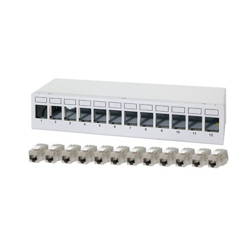 Logilink 12 portos patchpanel 12 Cat.6A Keystone modullal (NK4093)