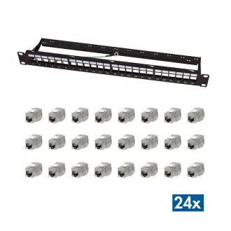   Logilink Moduláris 24 portos Cat.6A keystone patchpanel, 1U, 19"-os rackbe szerelhető, EconLine (NK5003)