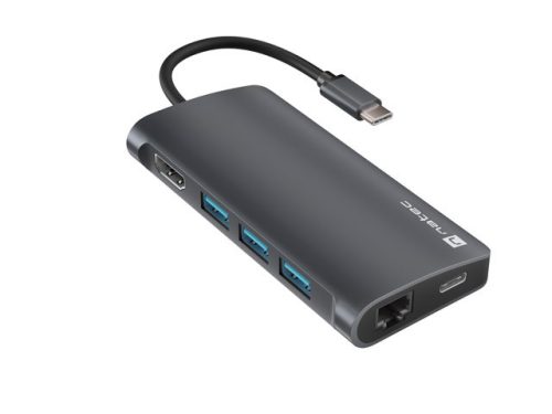 Natec Fowler 2 V2 USB-C multiport 8 az 1-ben adapter  3X USB 3.0 HUB, HDMI 4K, USB-C, RJ45, SD, MICRO SD