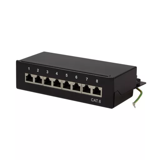 Logilink Cat.6 Patch Panel 8 portos árnyékolt, asztali, fekete (NP0017B)