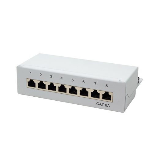 Logilink Cat.6A Patch Panel 8 portos árnyékolt, asztali, világosszürke (NP0018)