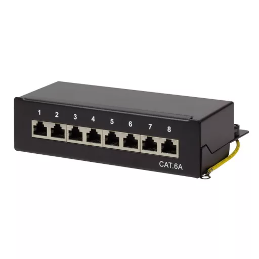 Logilink Cat.6A Patch Panel 8 portos árnyékolt, asztali, fekete (NP0018B)