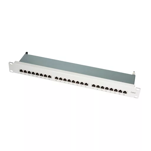 Logilink Cat.6 Patch Panel 24 portos árnyékolt, 19" rack tartó, világosszürke, PrimeLine (NP0040A)