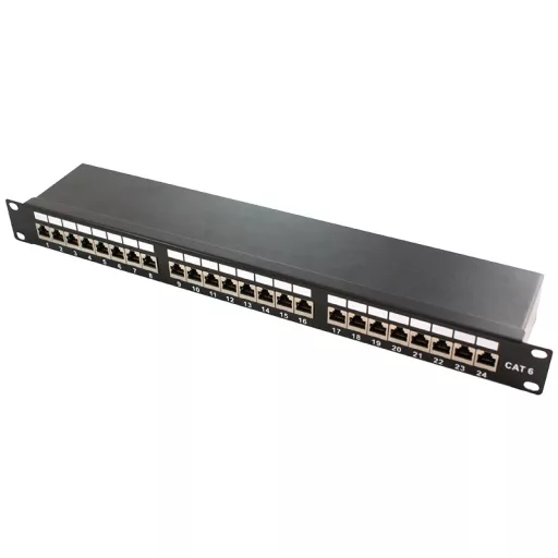 Logilink Cat.6 Patch Panel 24-port 19" STP, fekete, PrimeLine, 24-port, fekete (NP0048)