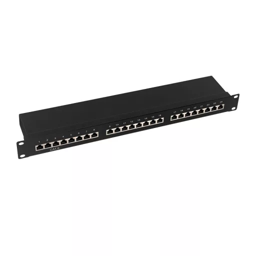 Logilink Cat.6 patch panel 24-port 19" STP, fekete, EconLinie (NP0055)