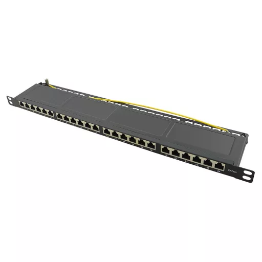 Logilink Cat.6A Patch Panel 24-port STP, fekete, fél egység magasságú (NP0063)
