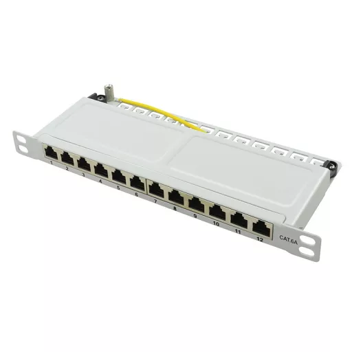 Logilink Cat.6A Patch Panel 12-port 10", STP, fél egység magasság, szürke (NP0065)