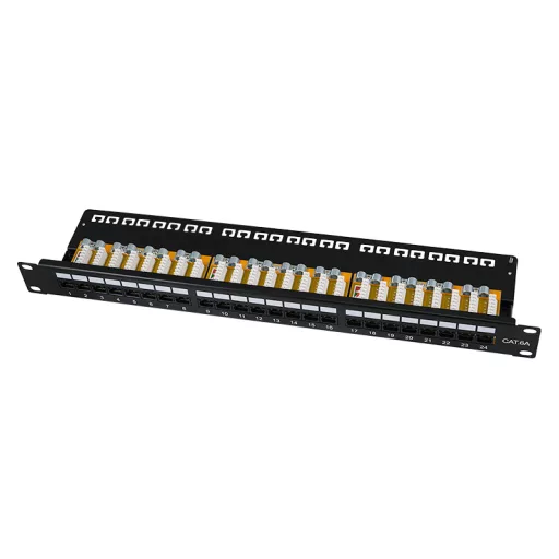 Logilink Cat.6A Patch Panel 24 portos UTP, 90 -os LSA lezárás (NP0133)