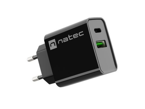 Natec Ribera 1xUSB-A 1xUSB-C 20W fali töltő fekete