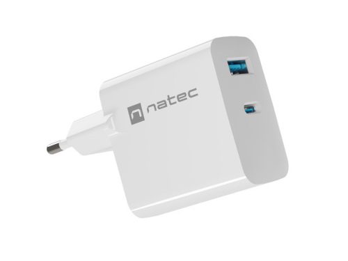 Natec Ribera 1xUSB-A 1xUSB-C 45W fali töltő fehér