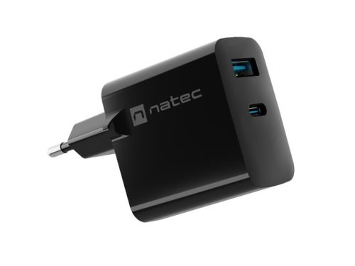 Natec Ribera 1xUSB-A 1xUSB-C 45W fali töltő fekete