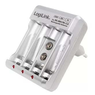   Logilink Akkumulátortöltő Ni-MH/Ni-Cd AA/AAA/9V akkumulátorokhoz (PA0168)