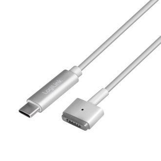   Logilink USB 3.2 Gen 1 kábel, USB-C/M - Magsafe2/M, PD, ezüst, 1,8 m (PA0226)
